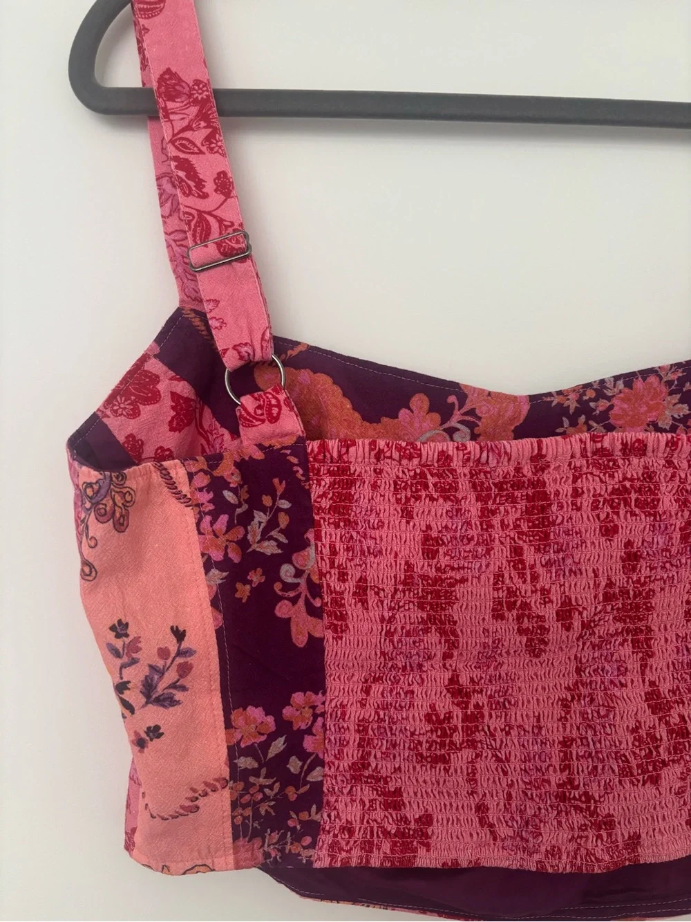 NWT Free People Bowen Corset M Medium Rose Combo Patchwork Pink Crop Top